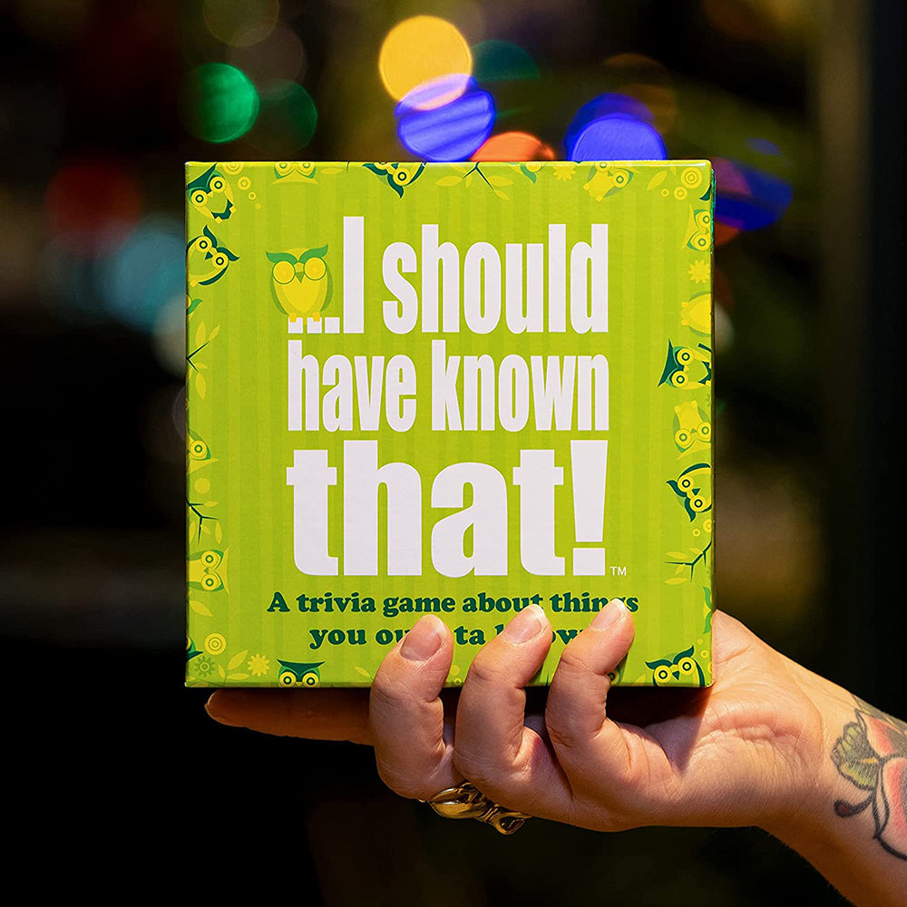 I should have known that! Trivia Game Green board game 110 cards with more than 400 questions about things that you should know Card Game Party Game