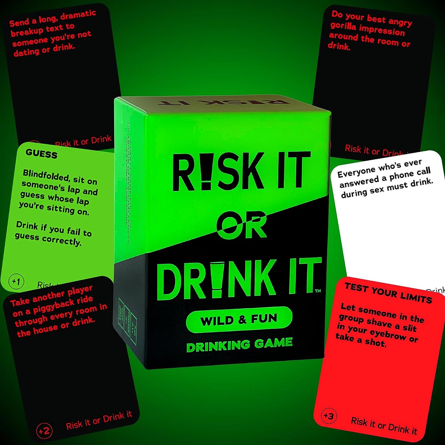 Risk It or Drink It Fun Drinking Game for Pregame, Game Night, College - 150 Hilarious Dares, Funny Challenges and Questions - Party Game Gift, Cards for Parties