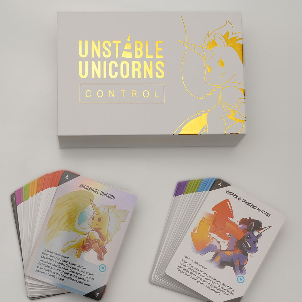 In stock Unstable Unicorns Base Deck - Chaos Base Game Control & Chaos (including the holographic Nightmare Unicorn card)