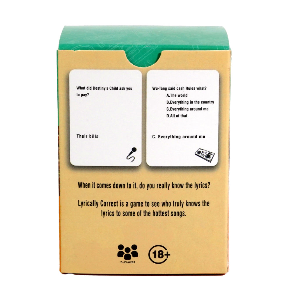 Lyrically Correct 90's and 2000's Hip Hop and R & B Music Trivia Card Game Multi-Generational Family Gatherings, Adult Game Night and Fun Trivia