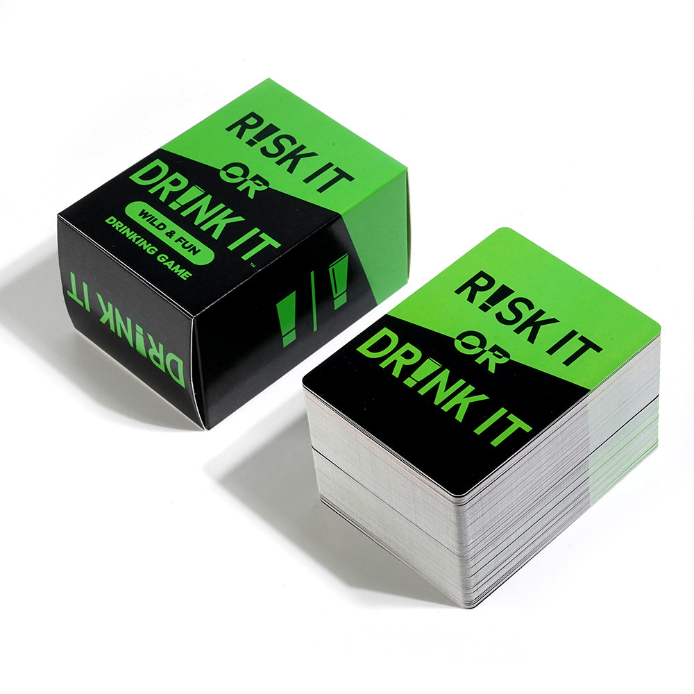 Risk It or Drink It Fun Drinking Game for Pregame, Game Night, College - 150 Hilarious Dares, Funny Challenges and Questions - Party Game Gift, Cards for Parties