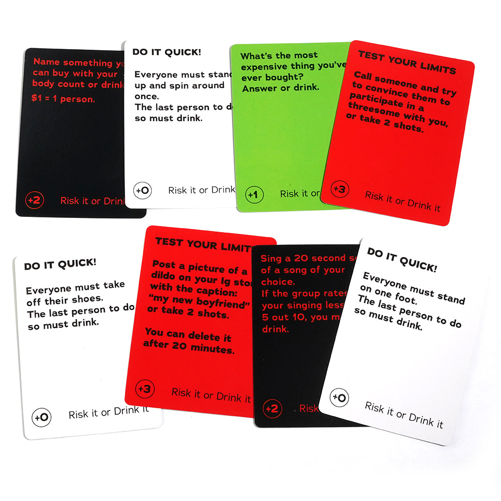 Risk It or Drink It Fun Drinking Game for Pregame, Game Night, College - 150 Hilarious Dares, Funny Challenges and Questions - Party Game Gift, Cards for Parties