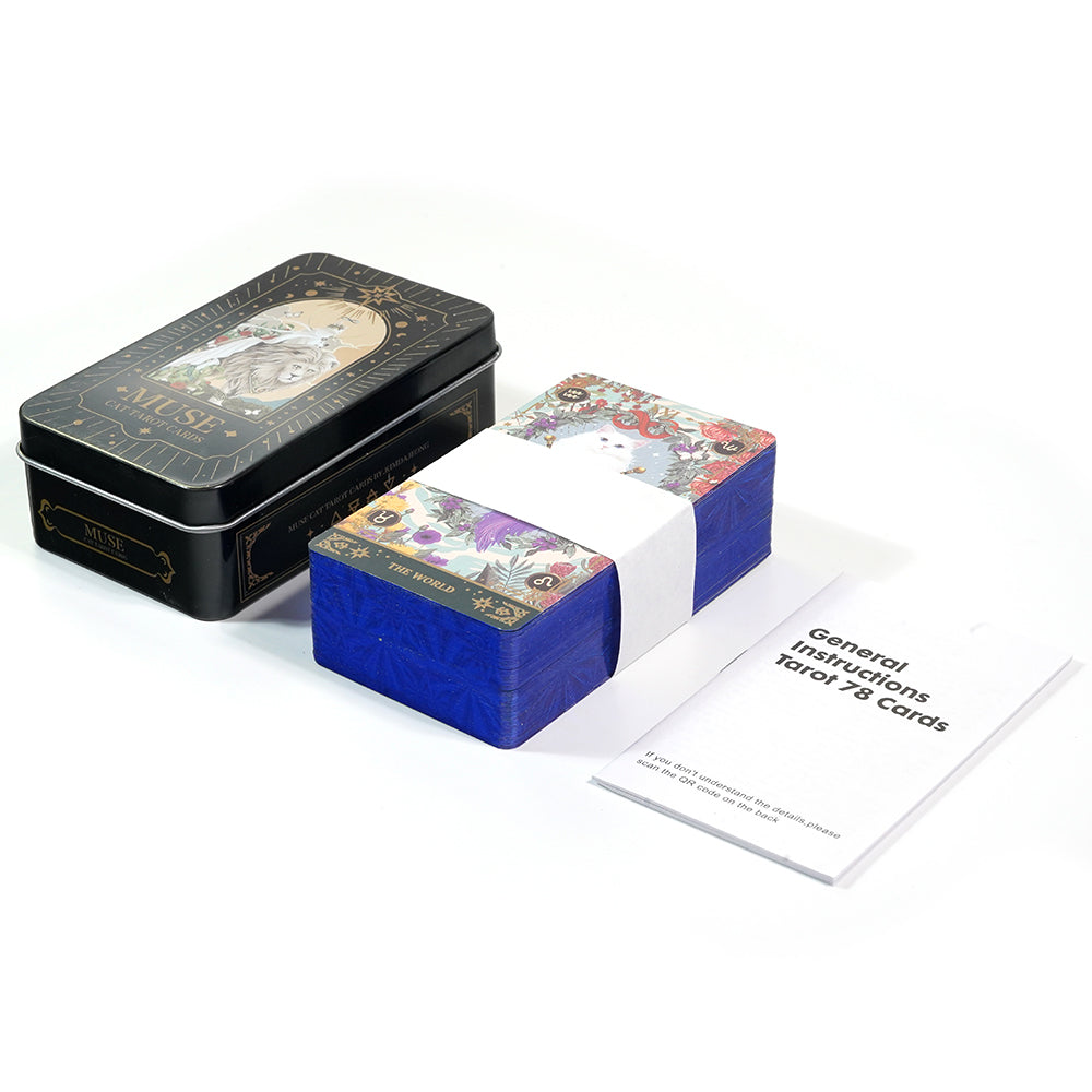 Tarot Deck Muse Cat Tarot Tin Storage Box MetalCards Fortune Telling Board Game Cards Divination Tools Party Playing Fate Divina