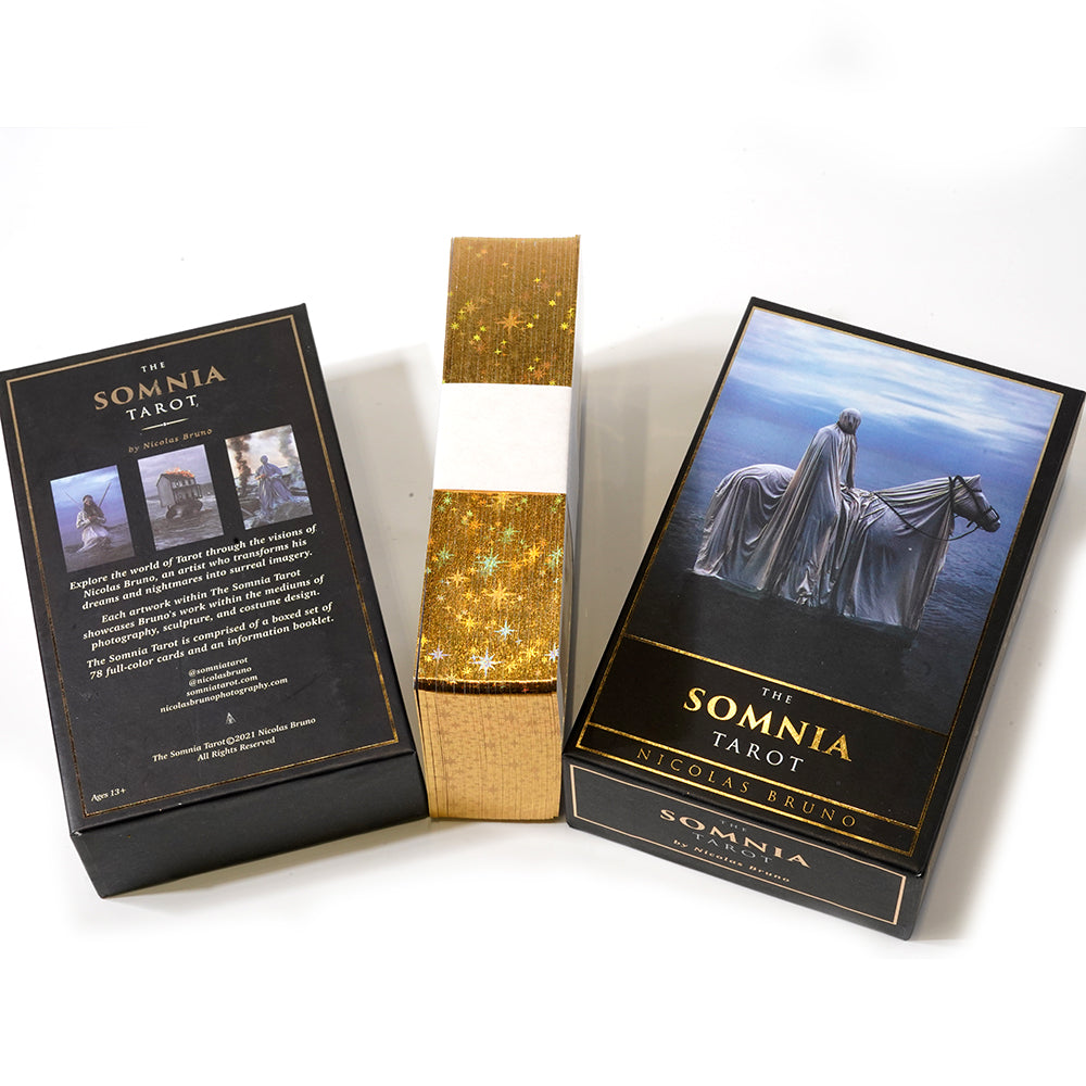 The Somnia Tarot Deck Hardcover Gilt Edge Edition by Nicolas Bruno 78 Card 2.75in x 4.75in (70mm x 120mm) with Guidebook