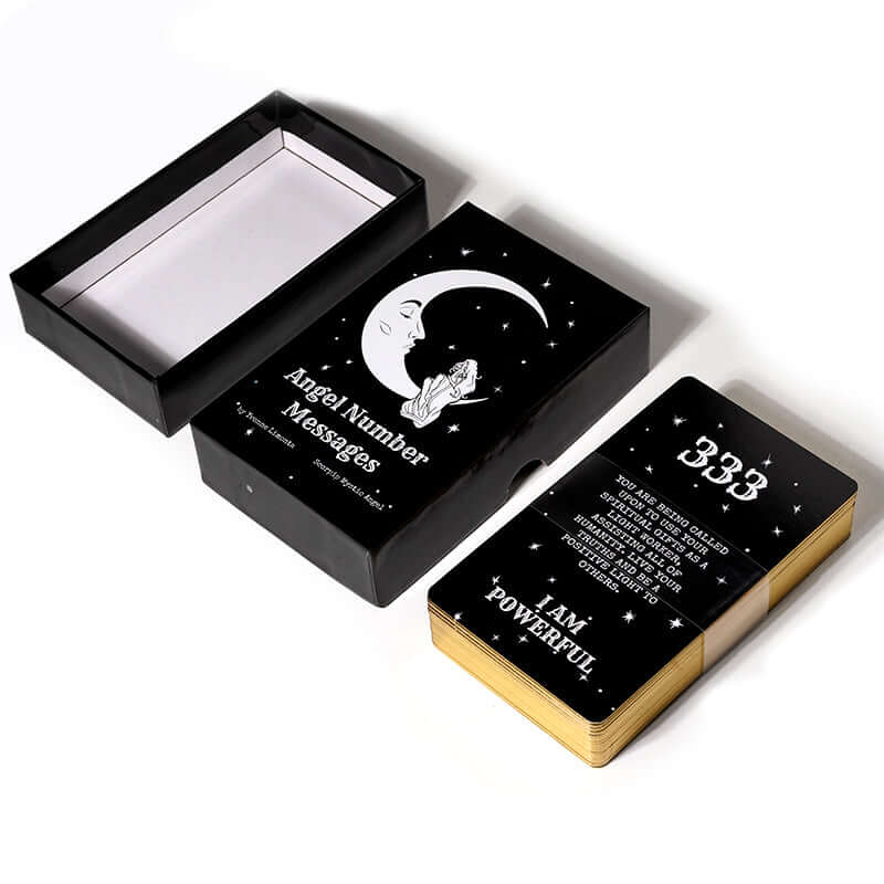 Angel Number Messages Oracle Cards 13x7x4cm Origin Size Deck Affirmation Oracle Deck Gold Gilded Edging Cover Box with Meaning - TAROT DECK