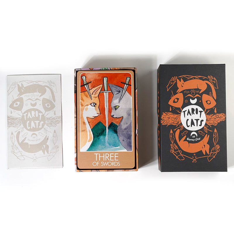 Tarot Cats a 78 Card Cat Fan Tarot Original Size Deck Oracle Deck Gold Gilded Edging Cover Box 13*8*4cm Big Size Blooming Cat - TAROT DECK