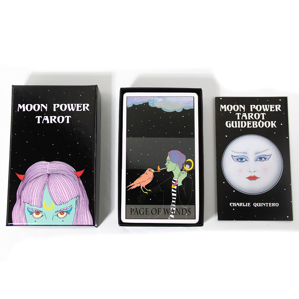 Moon Power Tarot 78 card deck featuring an illustrated Major Arcana and Minor Arcana - TAROT DECK