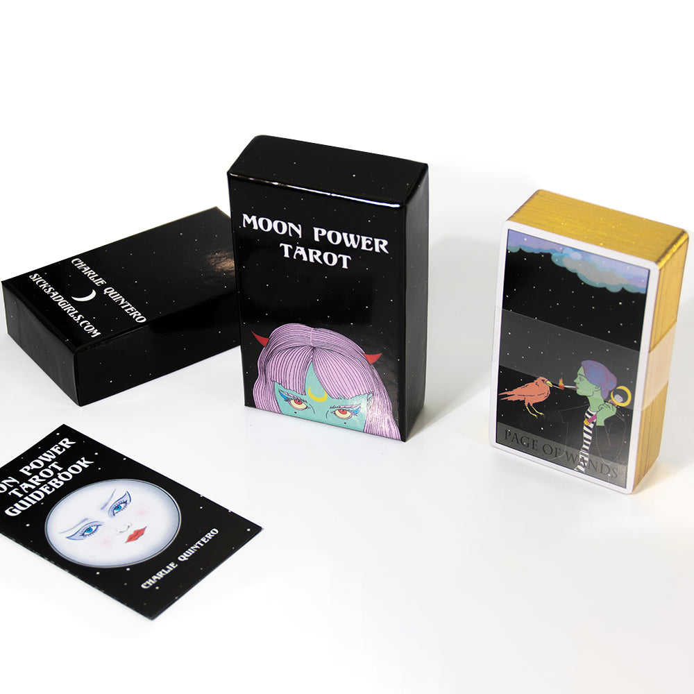 Moon Power Tarot 78 card deck featuring an illustrated Major Arcana and Minor Arcana - TAROT DECK