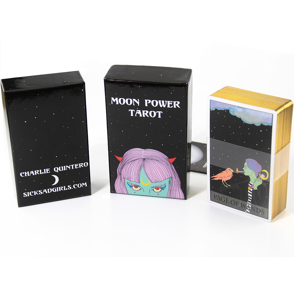 Moon Power Tarot 78 card deck featuring an illustrated Major Arcana and Minor Arcana - TAROT DECK