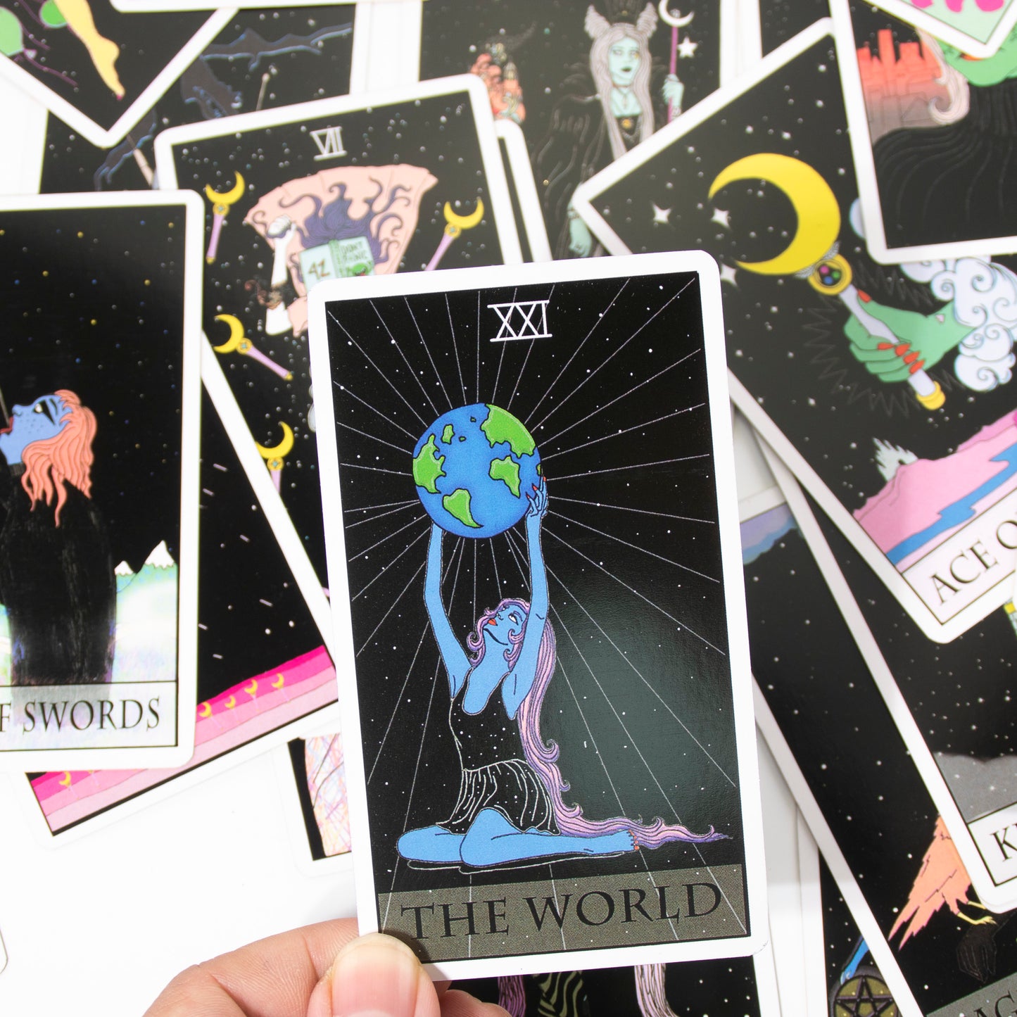 Moon Power Tarot 78 card deck featuring an illustrated Major Arcana and Minor Arcana - TAROT DECK