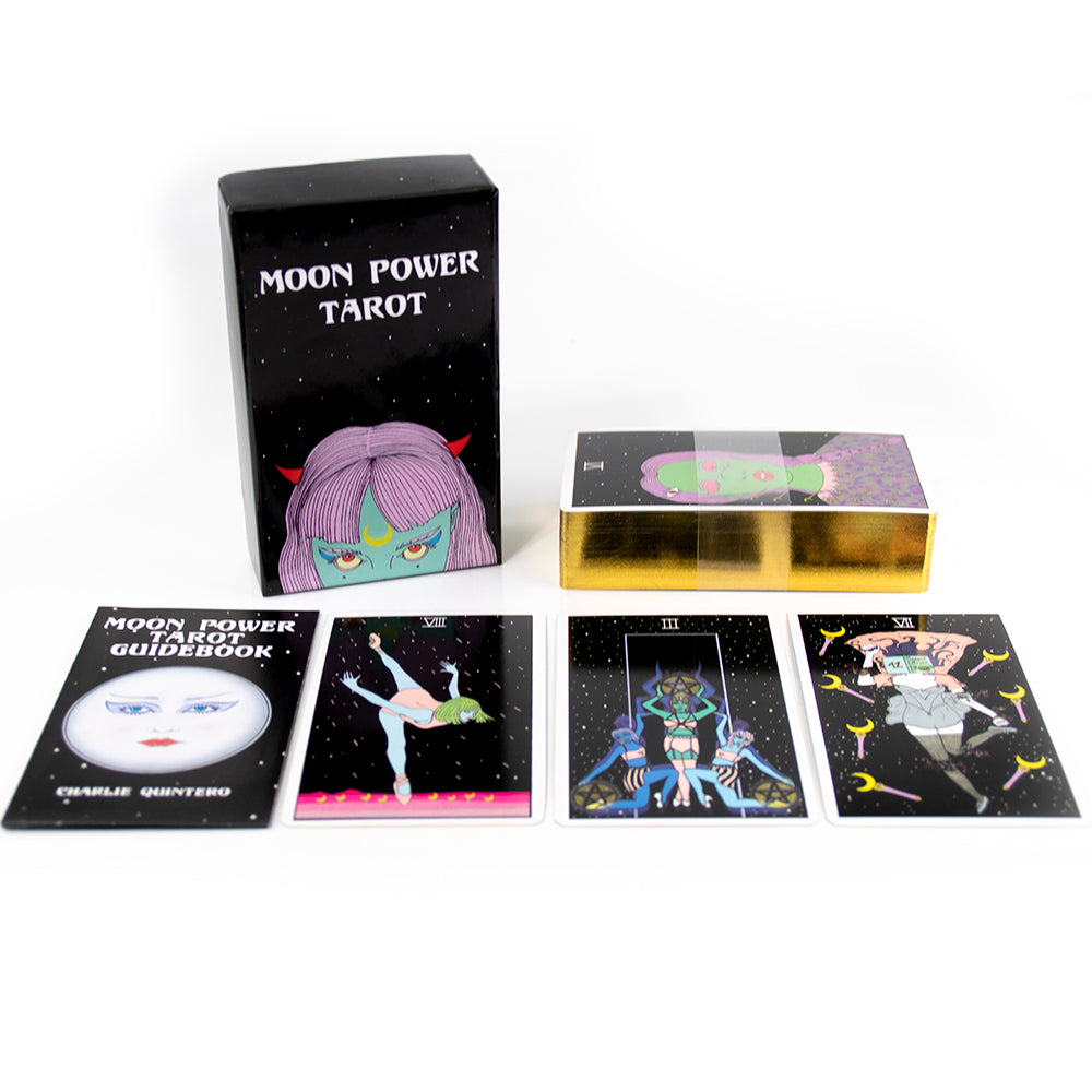 Moon Power Tarot 78 card deck featuring an illustrated Major Arcana and Minor Arcana - TAROT DECK