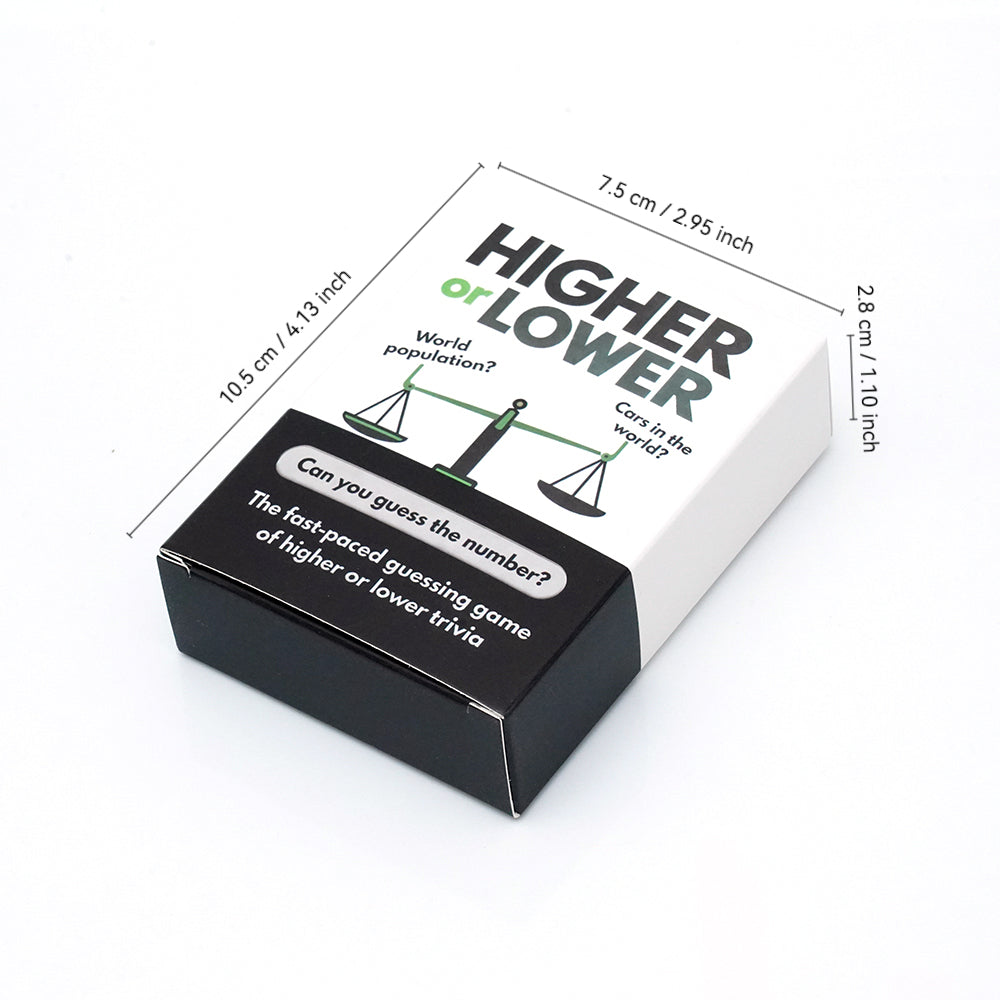 100 pcs cards Higher or Lower Trivia Card Game Fast Paced Guessing Game With Question Cards Compare Facts Knowledge Challenge Travel Friendly Party Game Family Game Night Educational Quiz Card Game