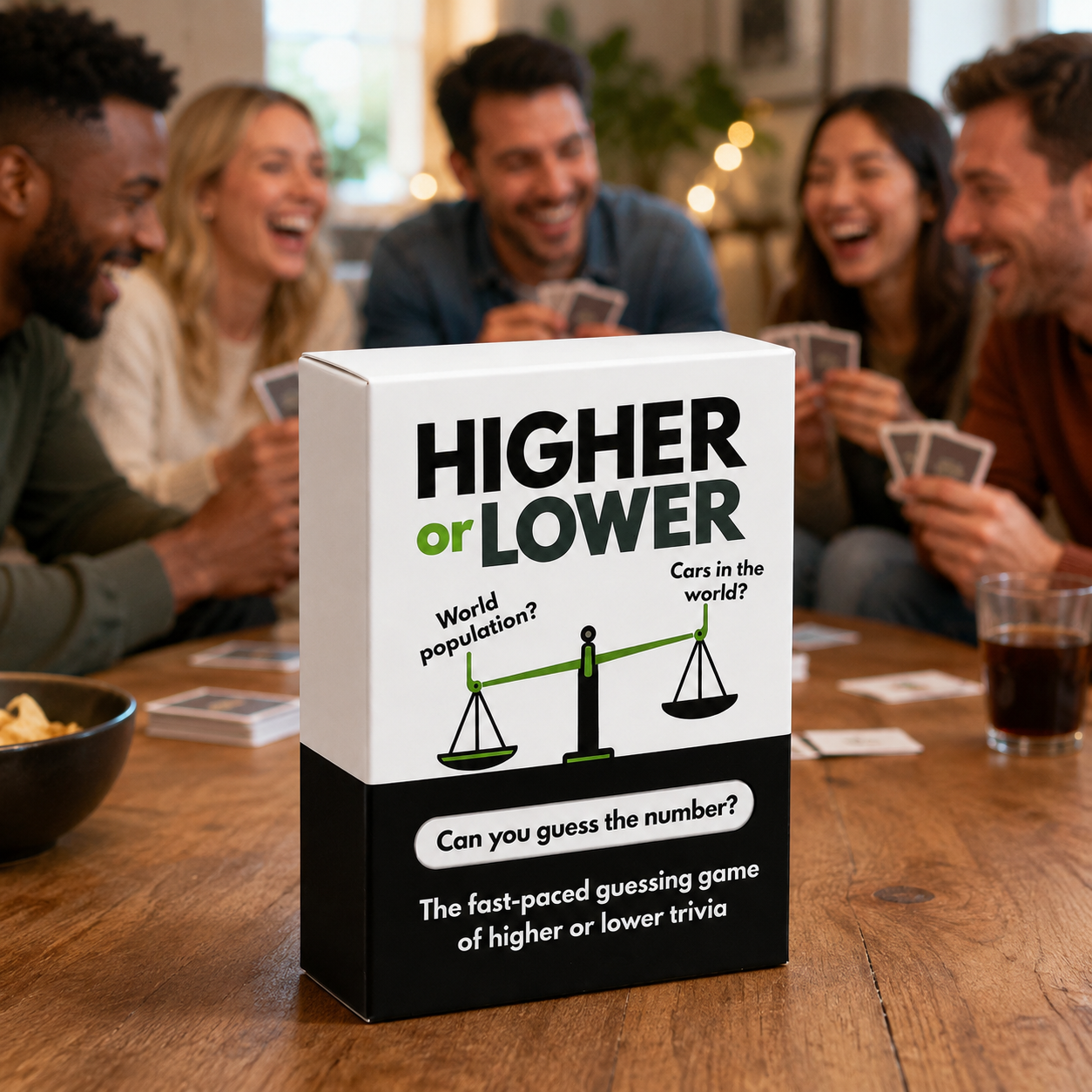 100 pcs cards Higher or Lower Trivia Card Game Fast Paced Guessing Game With Question Cards Compare Facts Knowledge Challenge Travel Friendly Party Game Family Game Night Educational Quiz Card Game