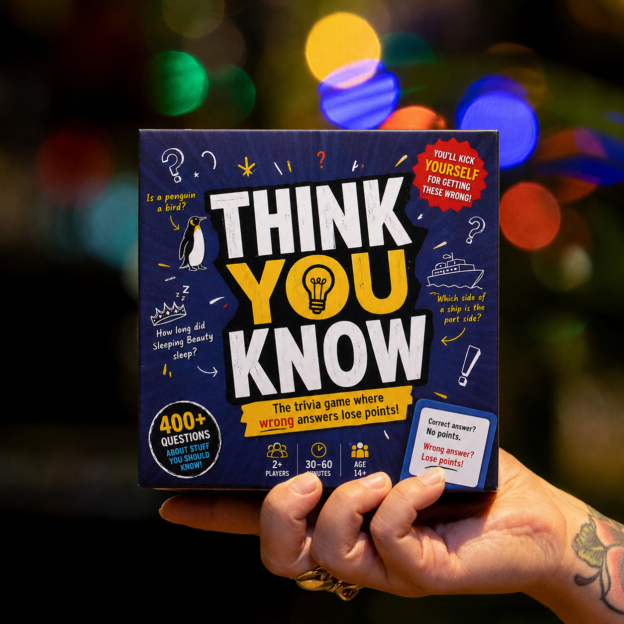 Funny Trivia Card Game Everyday Knowledge Challenge Brain Teaser Party Game Fast Thinking Question Battle Social Conversation Game Contains 110 Cards More Than 400 Questions Wrong Answers Lose Points Travel Friendly Family Gathering Game Replayable