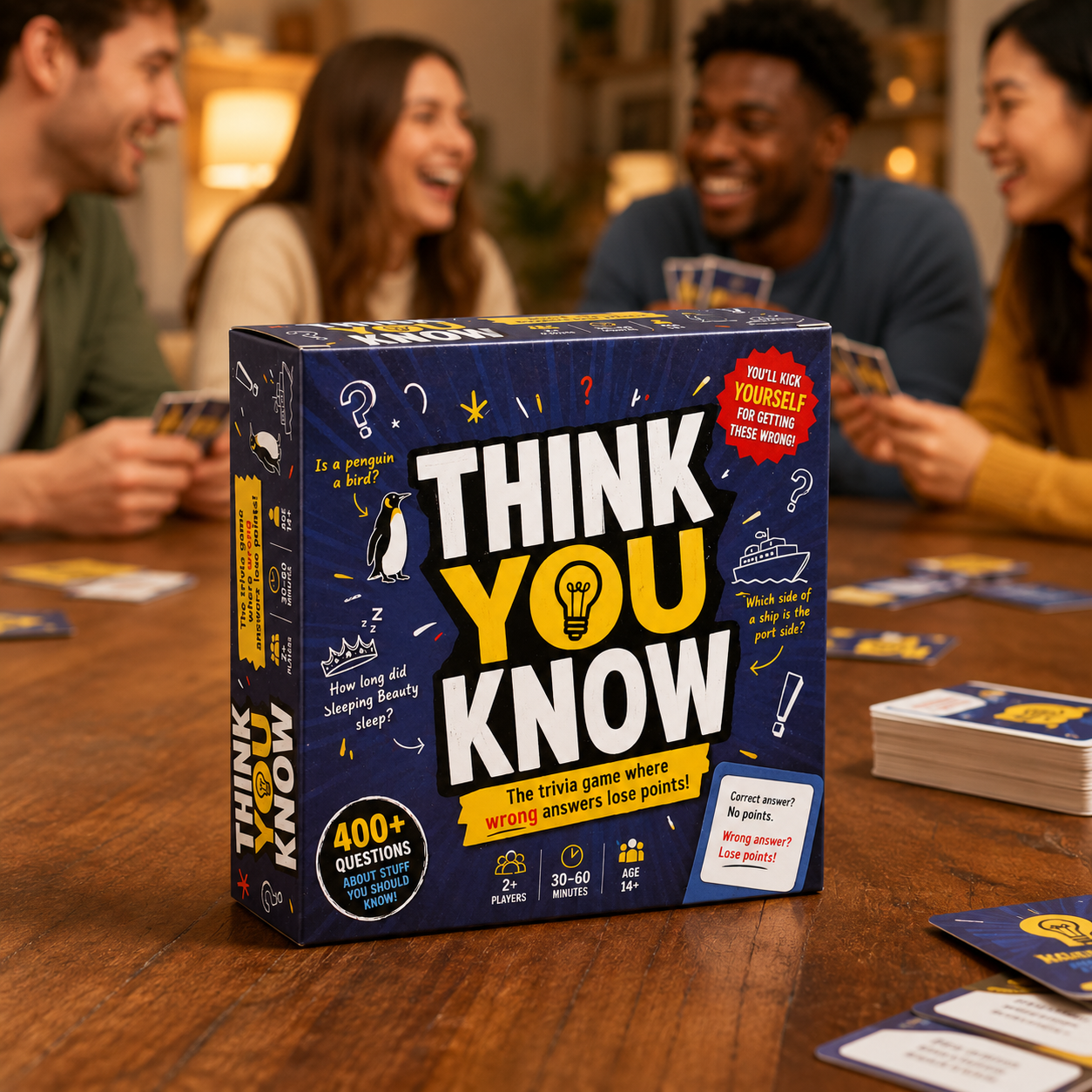 Funny Trivia Card Game Everyday Knowledge Challenge Brain Teaser Party Game Fast Thinking Question Battle Social Conversation Game Contains 110 Cards More Than 400 Questions Wrong Answers Lose Points Travel Friendly Family Gathering Game Replayable