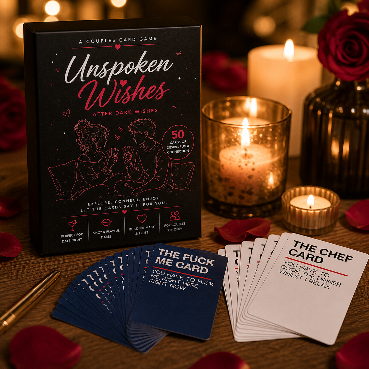 Unspoken Wishes Couples Card Game After Dark Wishes Intimacy Building Romantic Connection Game Spicy And Playful Dare Cards Relationship Bonding Deep Conversation Starters Date Night Game