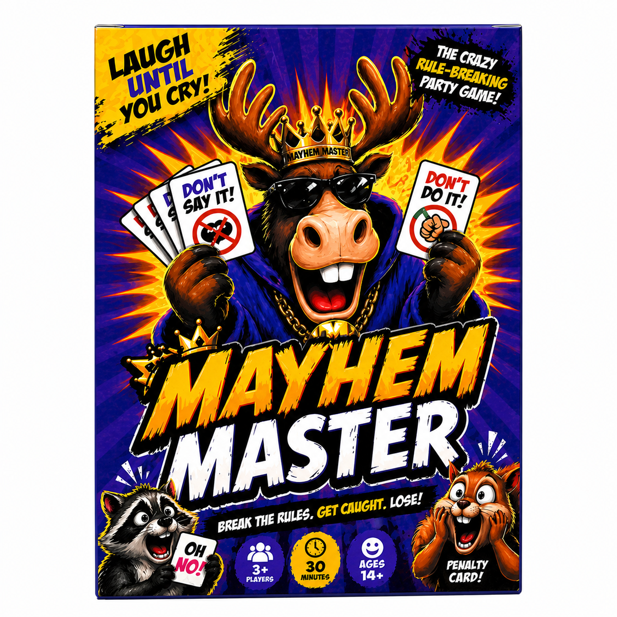 Mayhem Master Fast Reaction Card Game With 110 Cards Rule Breaking Challenges Memory Trap Gameplay Hilarious Social Interaction Quick Thinking Party Entertainment Chaotic Tabletop Fun Penalty Card Mechanics Fast Pace