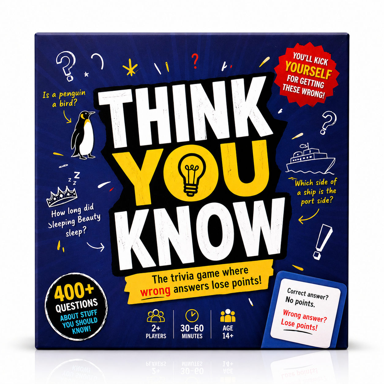 Funny Trivia Card Game Everyday Knowledge Challenge Brain Teaser Party Game Fast Thinking Question Battle Social Conversation Game Contains 110 Cards More Than 400 Questions Wrong Answers Lose Points Travel Friendly Family Gathering Game Replayable
