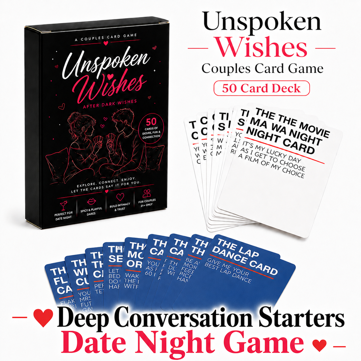 Unspoken Wishes Couples Card Game After Dark Wishes Intimacy Building Romantic Connection Game Spicy And Playful Dare Cards Relationship Bonding Deep Conversation Starters Date Night Game