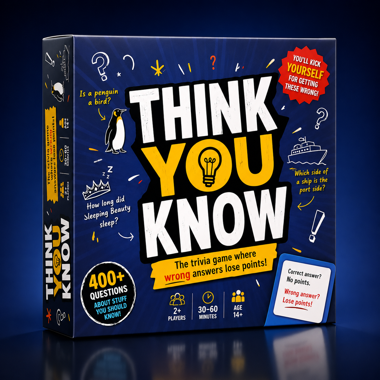 Funny Trivia Card Game Everyday Knowledge Challenge Brain Teaser Party Game Fast Thinking Question Battle Social Conversation Game Contains 110 Cards More Than 400 Questions Wrong Answers Lose Points Travel Friendly Family Gathering Game Replayable