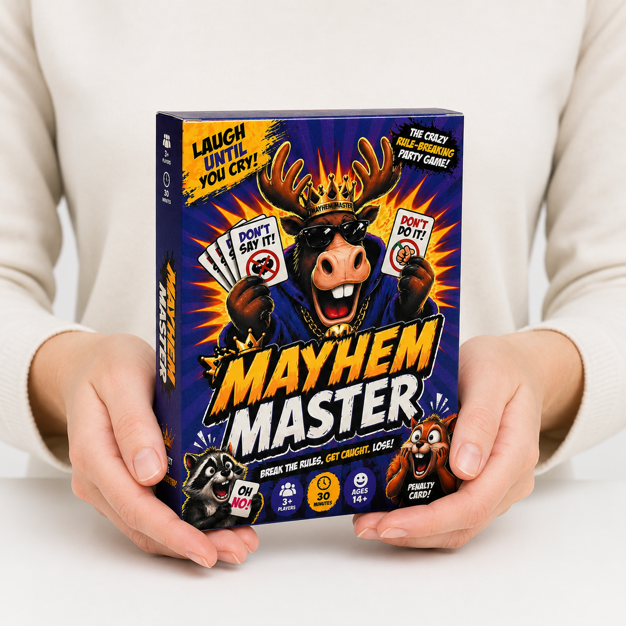 Mayhem Master Fast Reaction Card Game With 110 Cards Rule Breaking Challenges Memory Trap Gameplay Hilarious Social Interaction Quick Thinking Party Entertainment Chaotic Tabletop Fun Penalty Card Mechanics Fast Pace