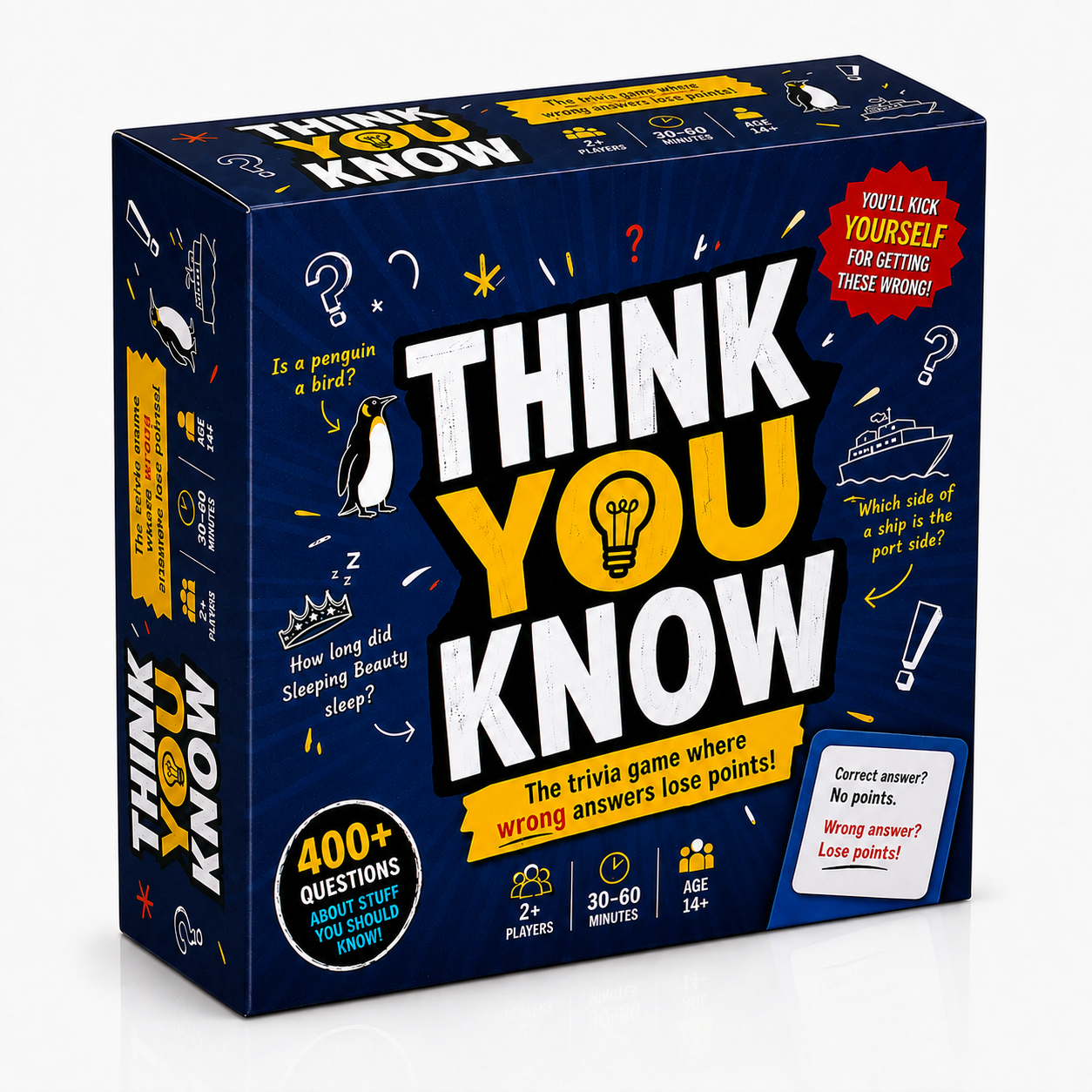 Funny Trivia Card Game Everyday Knowledge Challenge Brain Teaser Party Game Fast Thinking Question Battle Social Conversation Game Contains 110 Cards More Than 400 Questions Wrong Answers Lose Points Travel Friendly Family Gathering Game Replayable
