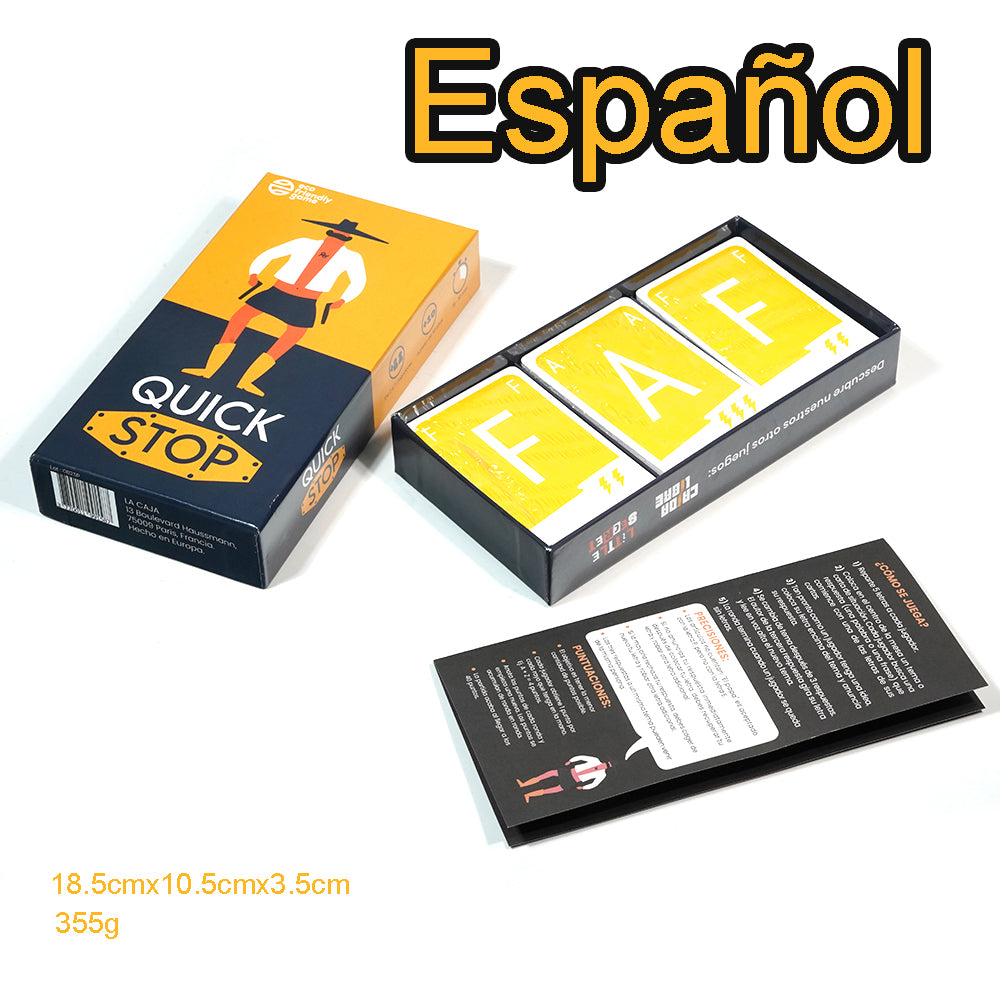 Quick Stop juego de cartas Juegos de Mesa Dinámico y Divertido para Familia y Amigos Versión Entretenida del Juego Stop Español