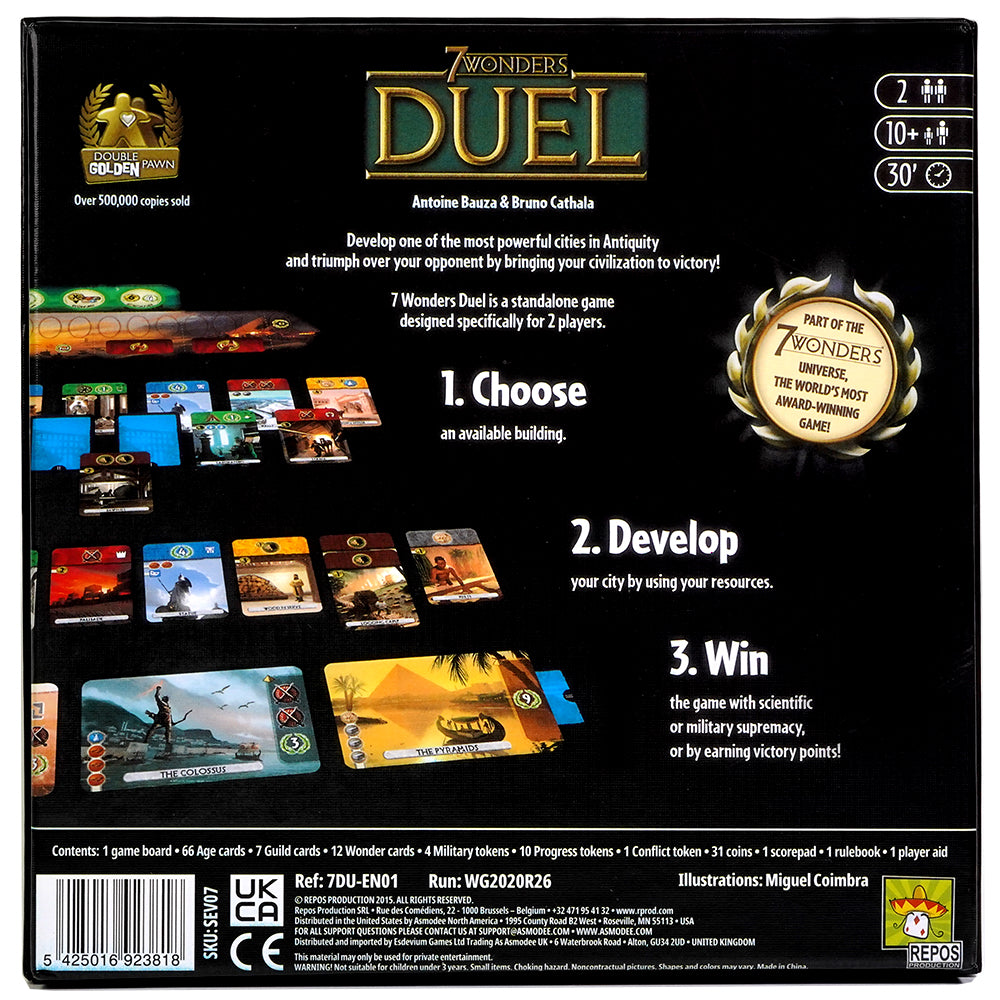 7 Wonders Duel Board Game (BASE GAME) for 2 Players Strategy Civilization Fun Board Game