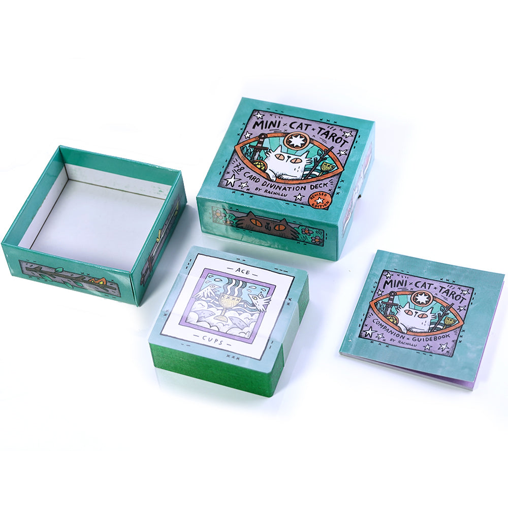 Mini Cat Tarot Deck and Companion Guidebook plus optional Tarot Cloth - cute unique gift set perfect for cat lovers and tarot card readers!