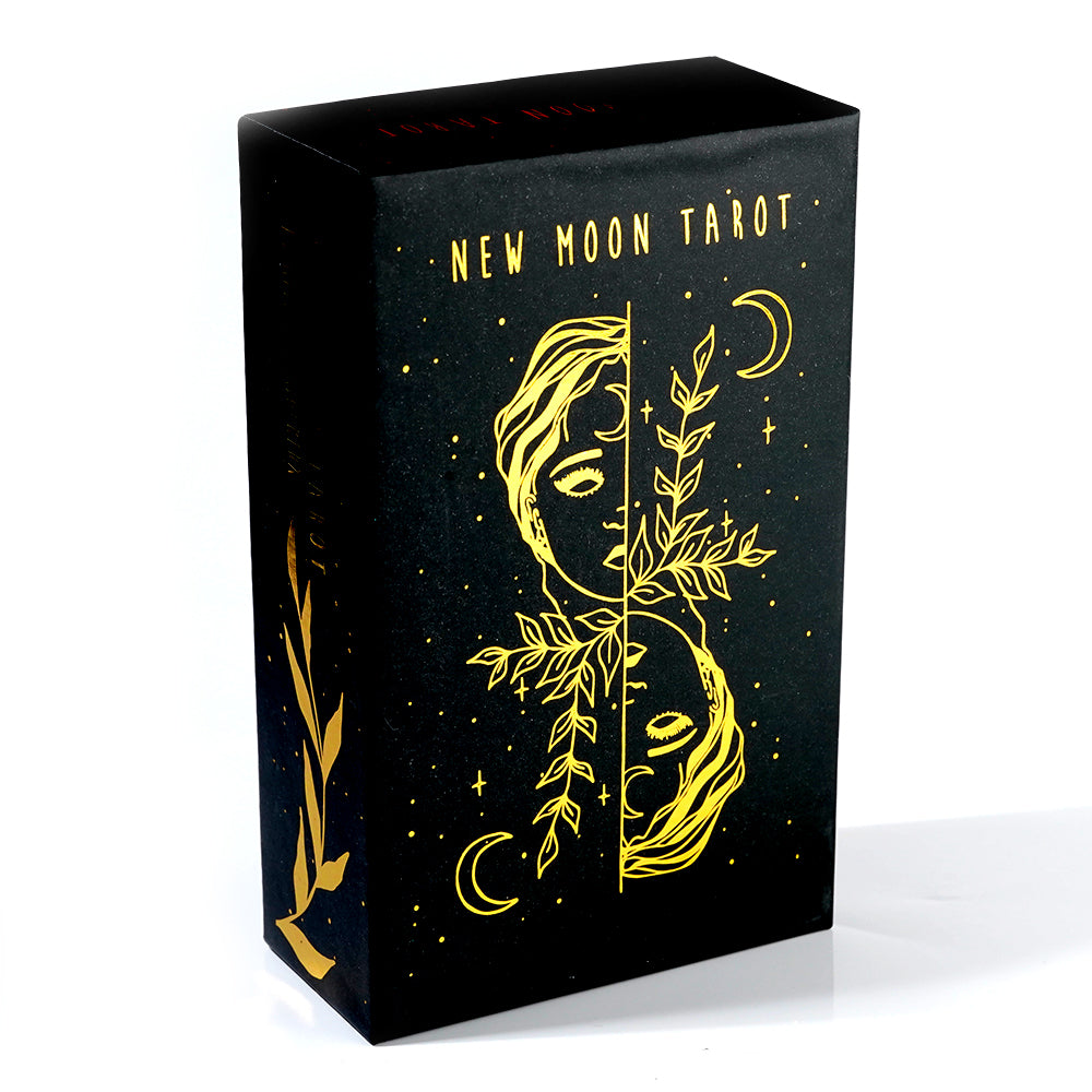 New Moon Tarot Deck Hardcover Edition Indie Tarot 78 Gold Foil Cards Rider Waite Beginner Self Care Tarot