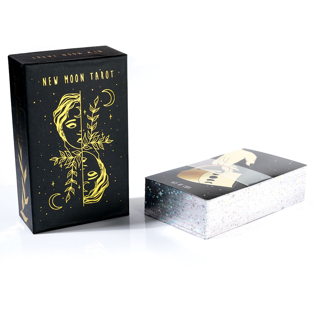 New Moon Tarot Deck Hardcover Edition Indie Tarot 78 Gold Foil Cards Rider Waite Beginner Self Care Tarot
