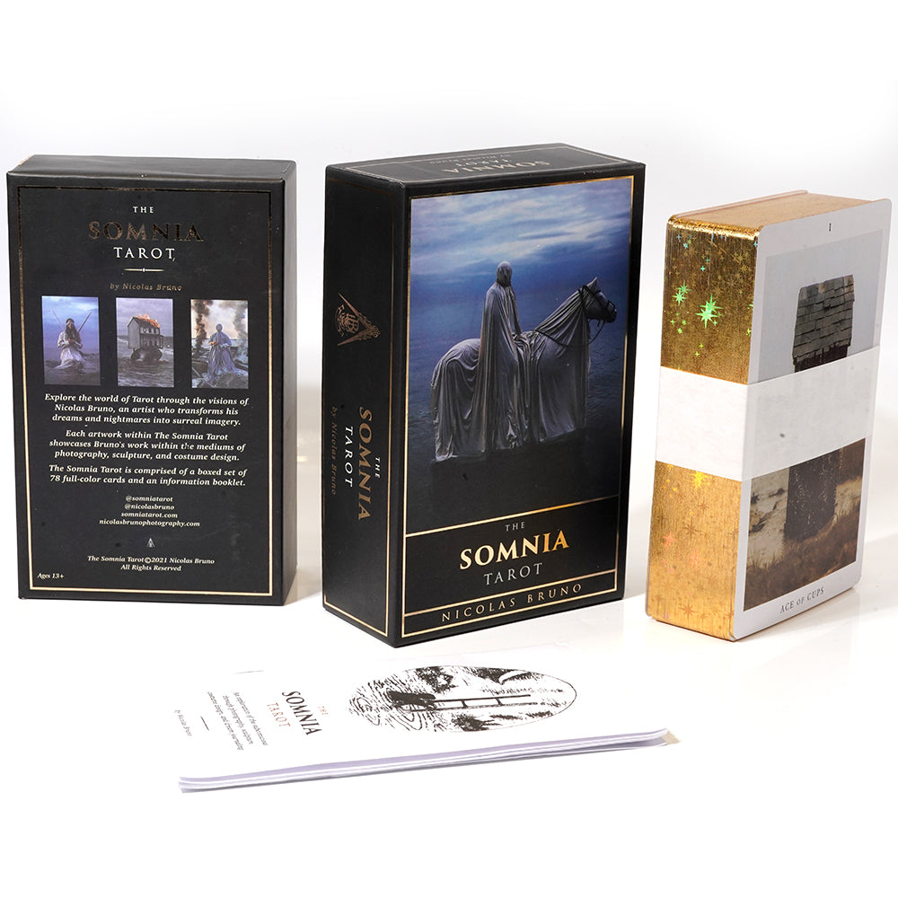 The Somnia Tarot Deck Hardcover Gilt Edge Edition by Nicolas Bruno 78 Card 2.75in x 4.75in (70mm x 120mm) with Guidebook