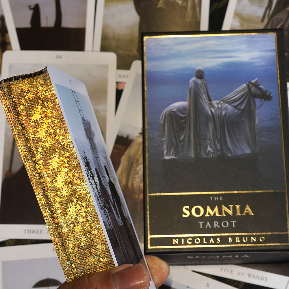 The Somnia Tarot Deck Hardcover Gilt Edge Edition by Nicolas Bruno 78 Card 2.75in x 4.75in (70mm x 120mm) with Guidebook