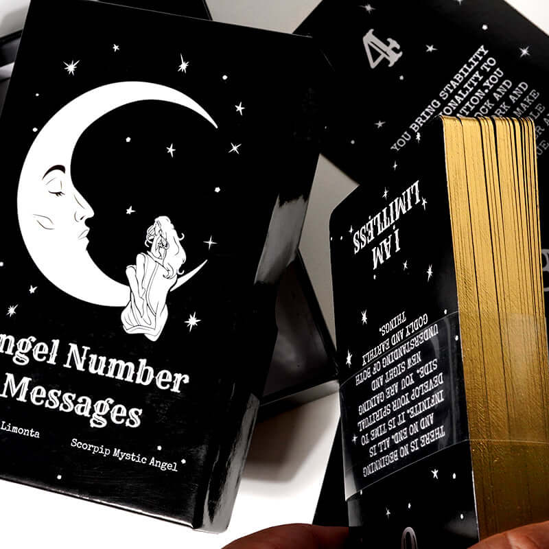 Angel Number Messages Oracle Cards 13x7x4cm Origin Size Deck Affirmation Oracle Deck Gold Gilded Edging Cover Box with Meaning - TAROT DECK
