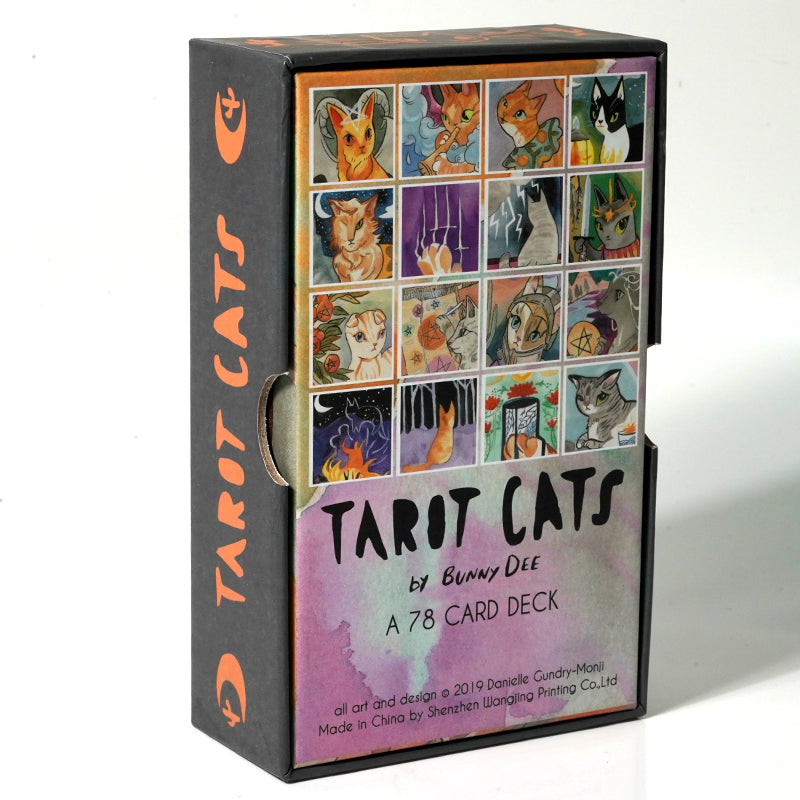 Tarot Cats a 78 Card Cat Fan Tarot Original Size Deck Oracle Deck Gold Gilded Edging Cover Box 13*8*4cm Big Size Blooming Cat - TAROT DECK
