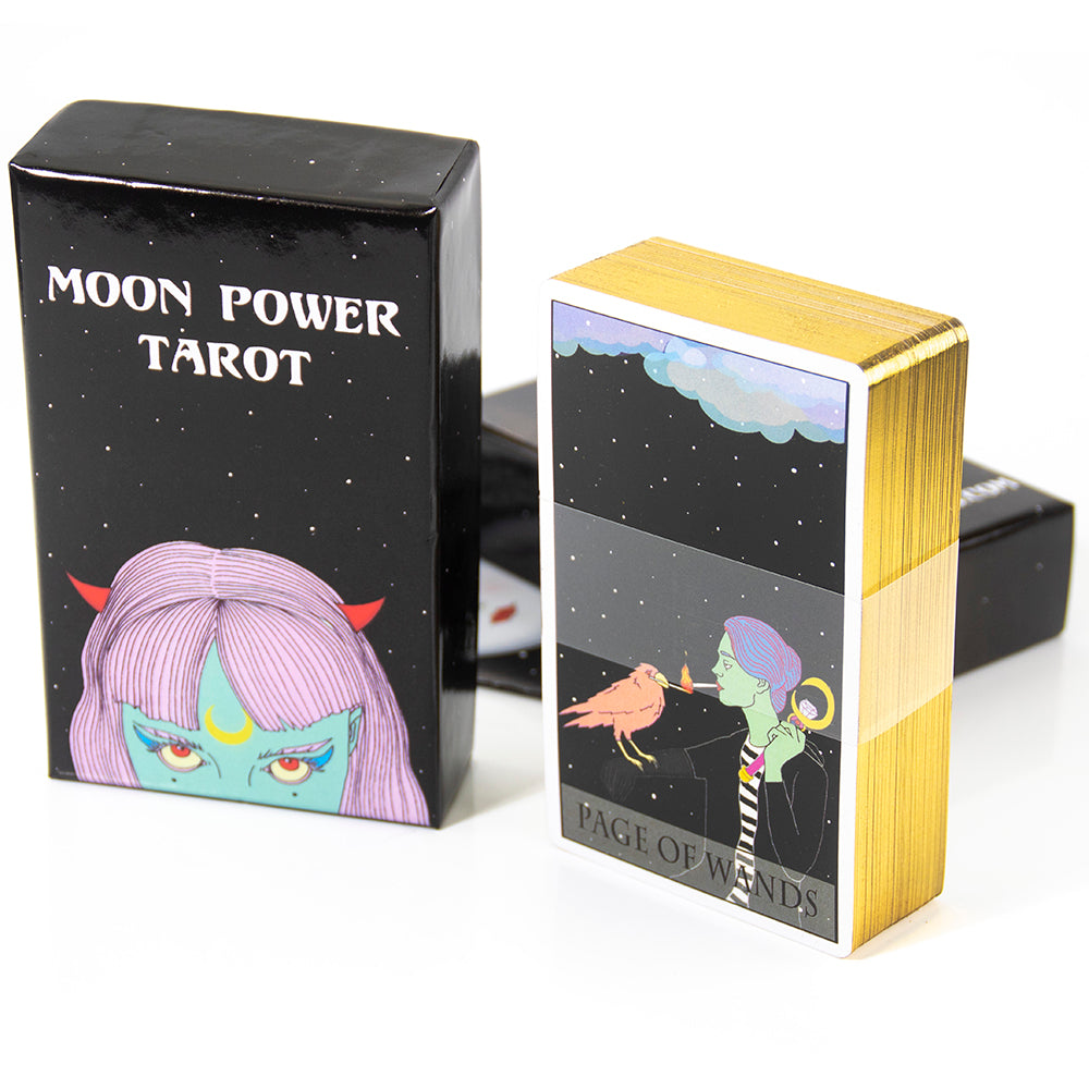 Moon Power Tarot 78 card deck featuring an illustrated Major Arcana and Minor Arcana - TAROT DECK